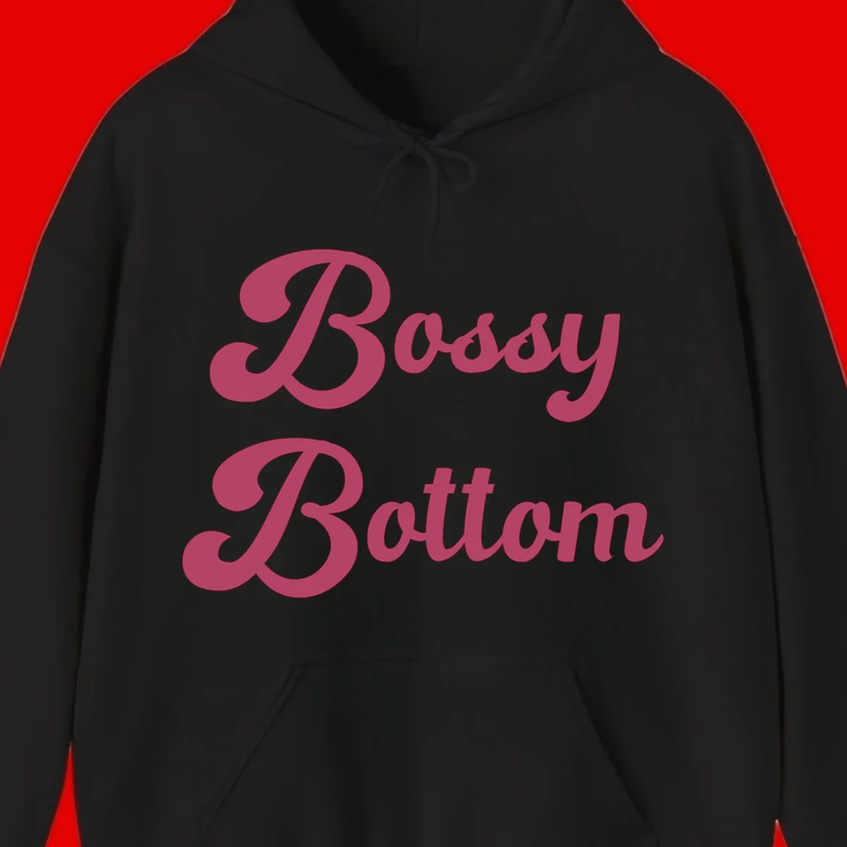 Body Rocking pride design in pink lettering with flowing, decorative typography on gray background