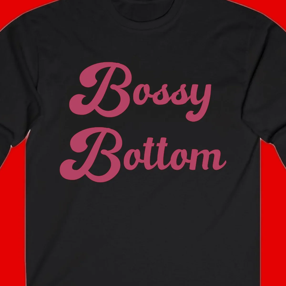 Body Rocking pride design in pink lettering with flowing, decorative typography on gray background