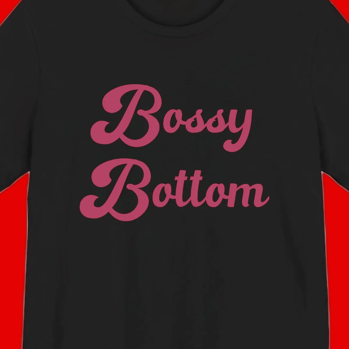 Body Rocking pride design in pink lettering with flowing, decorative typography on gray background