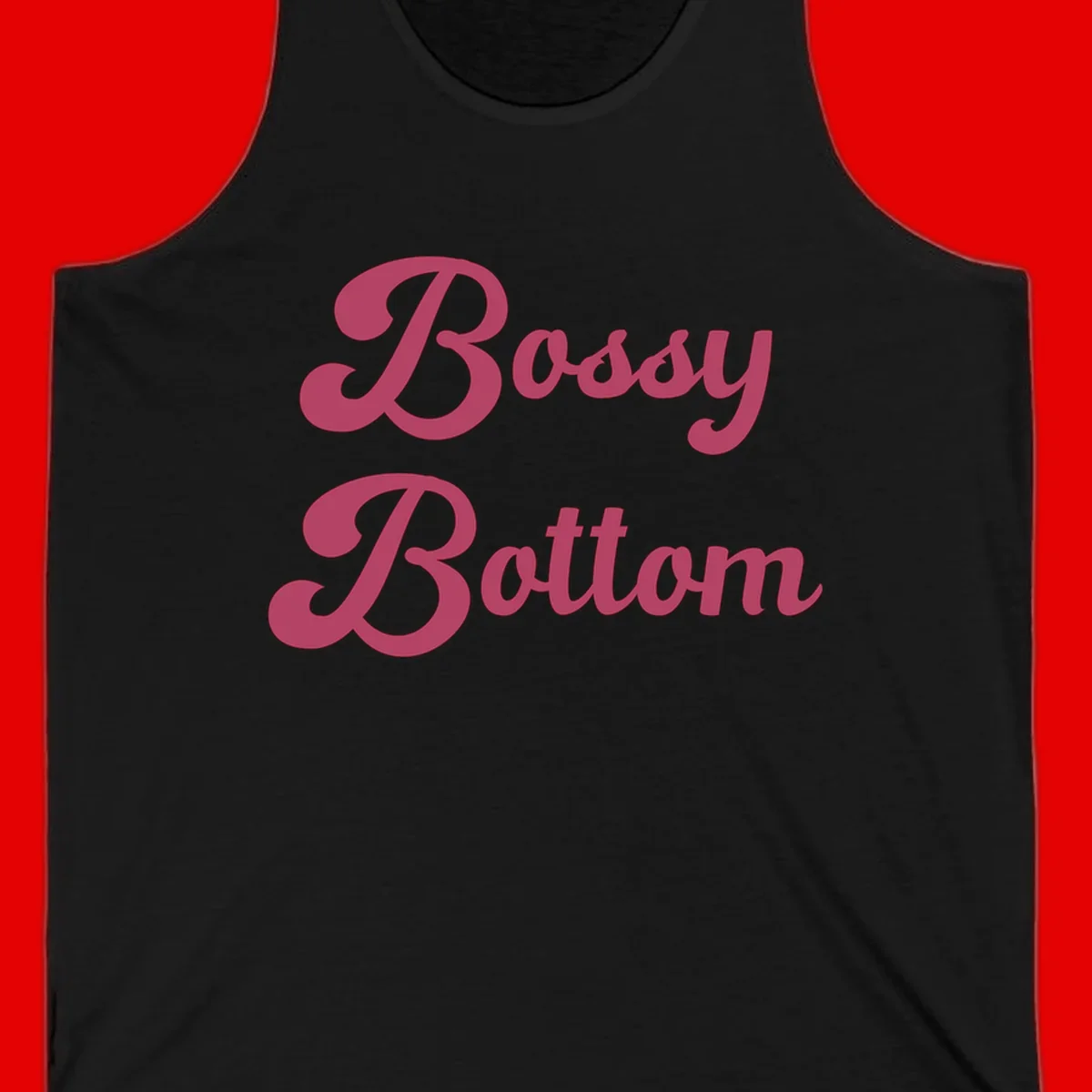 Body Rocking pride design in pink lettering with flowing, decorative typography on gray background
