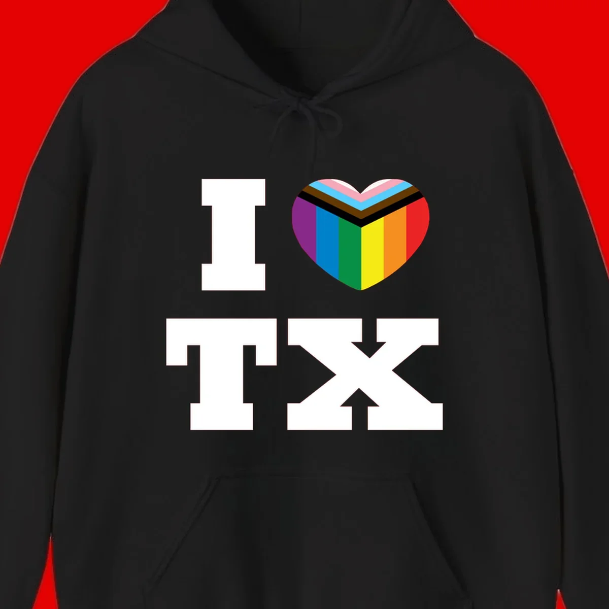 I love pride rainbow heart design with full spectrum stripes and chevron pattern overlay