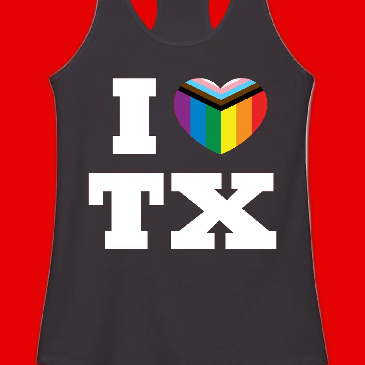 I love pride rainbow heart design with full spectrum stripes and chevron pattern overlay