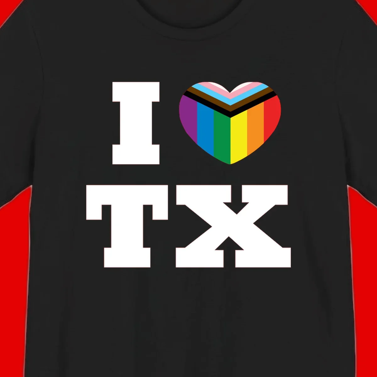 I love pride rainbow heart design with full spectrum stripes and chevron pattern overlay