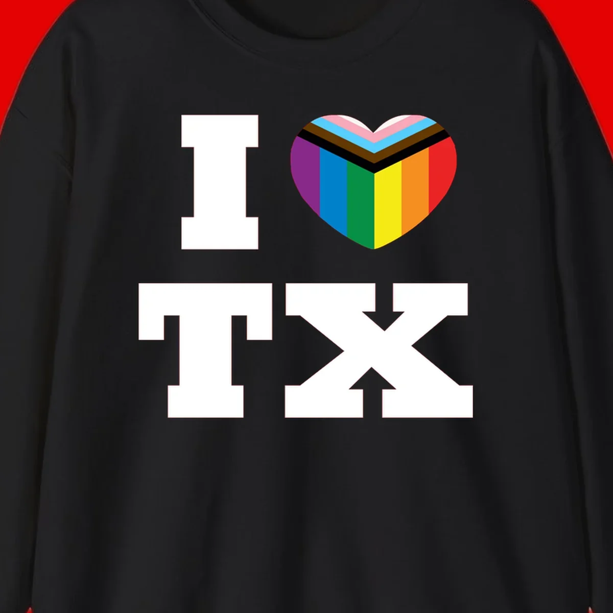 I love pride rainbow heart design with full spectrum stripes and chevron pattern overlay