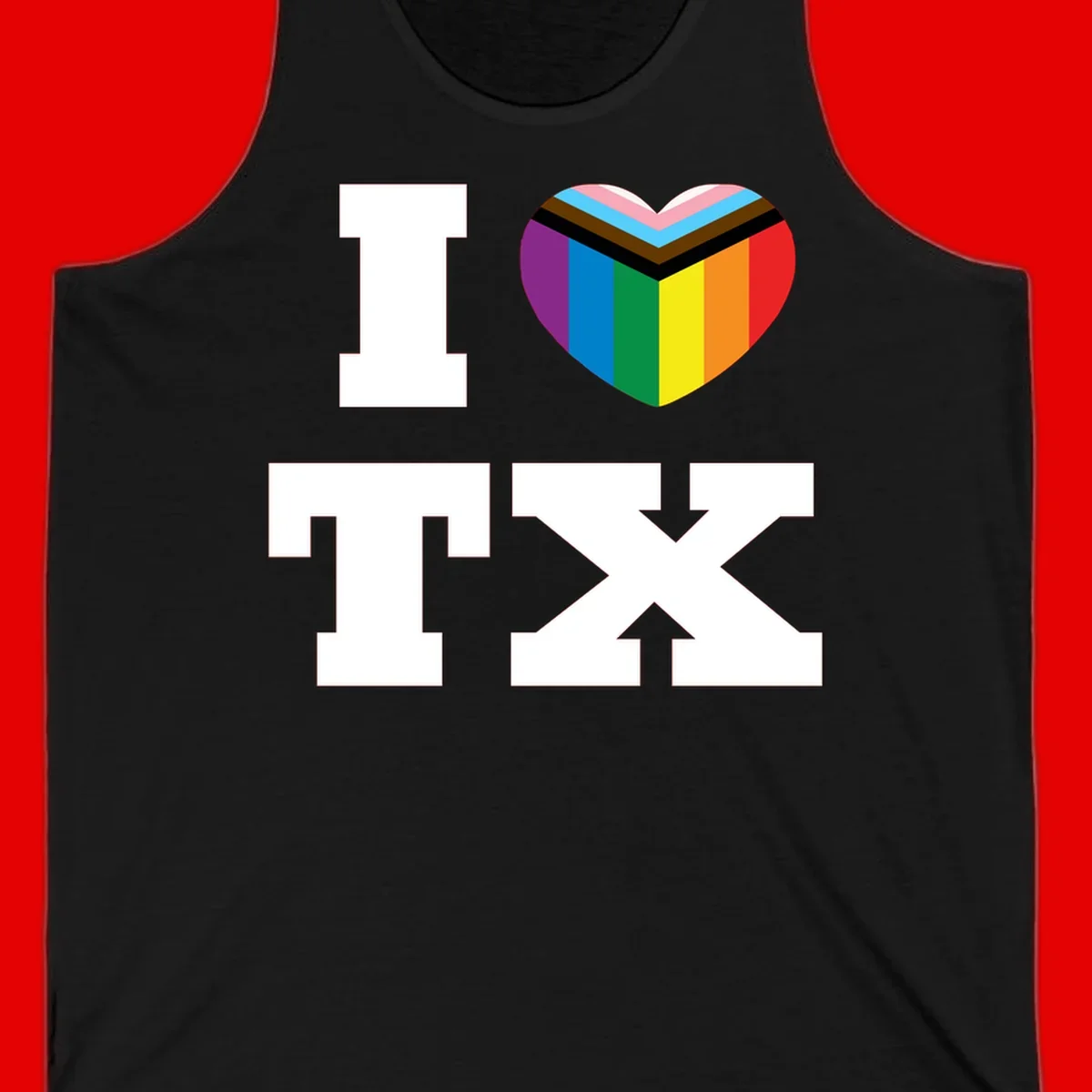 I love pride rainbow heart design with full spectrum stripes and chevron pattern overlay