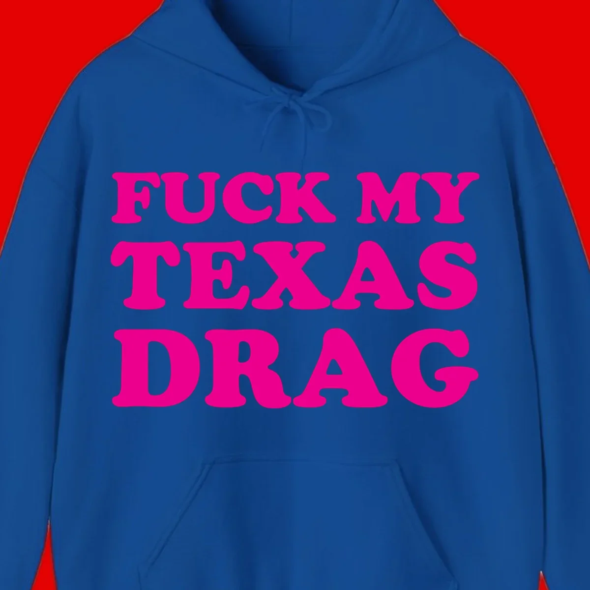 Bold magenta text reading 'Fuck My Texas Drag' in large chunky sans-serif letters on gray background
