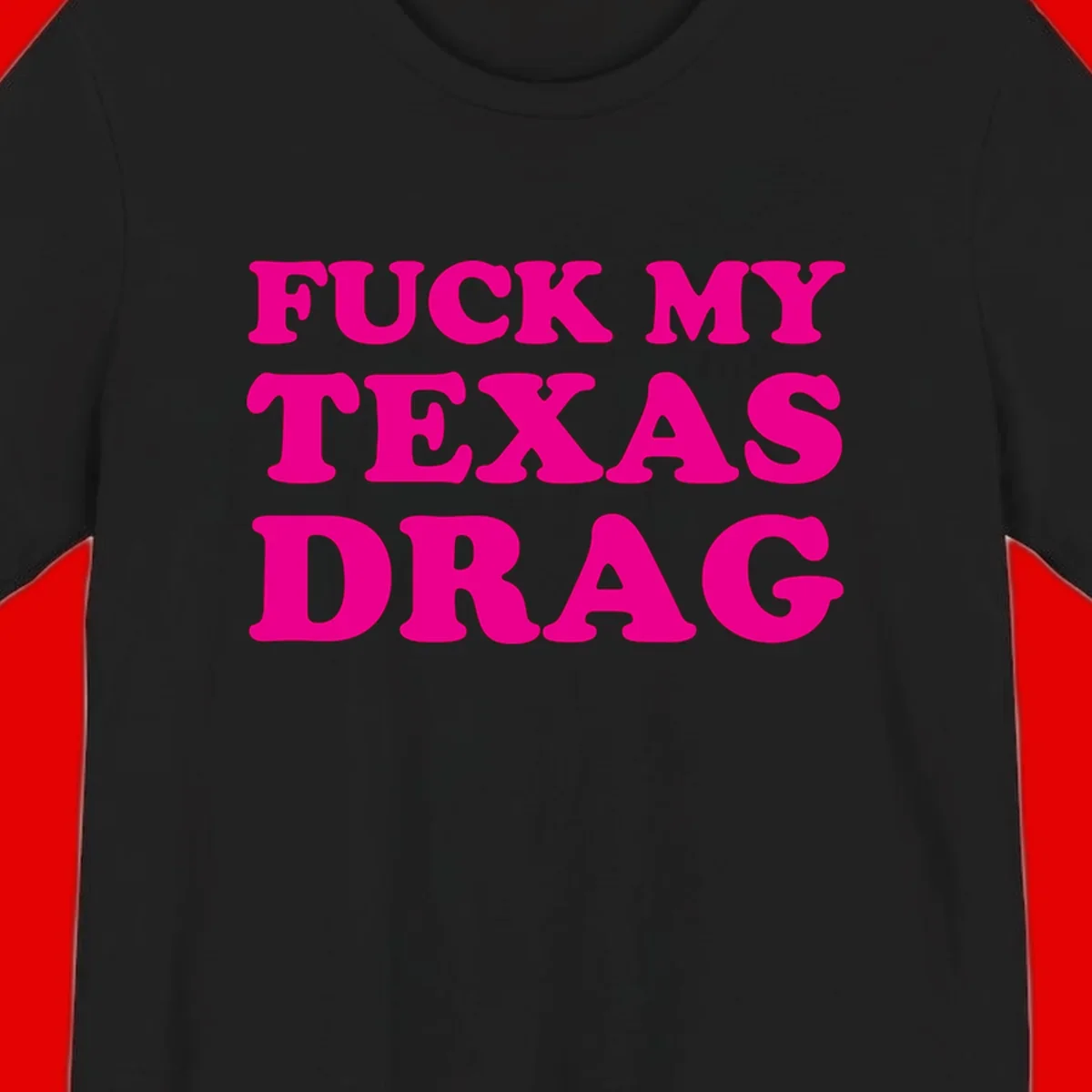 Bold magenta text reading 'Fuck My Texas Drag' in large chunky sans-serif letters on gray background