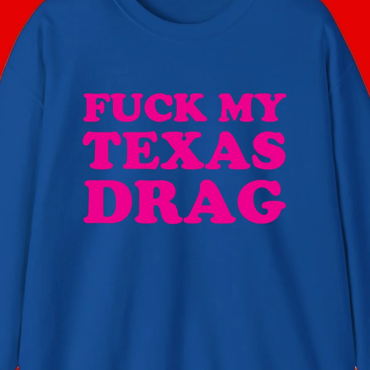 Bold magenta text reading 'Fuck My Texas Drag' in large chunky sans-serif letters on gray background