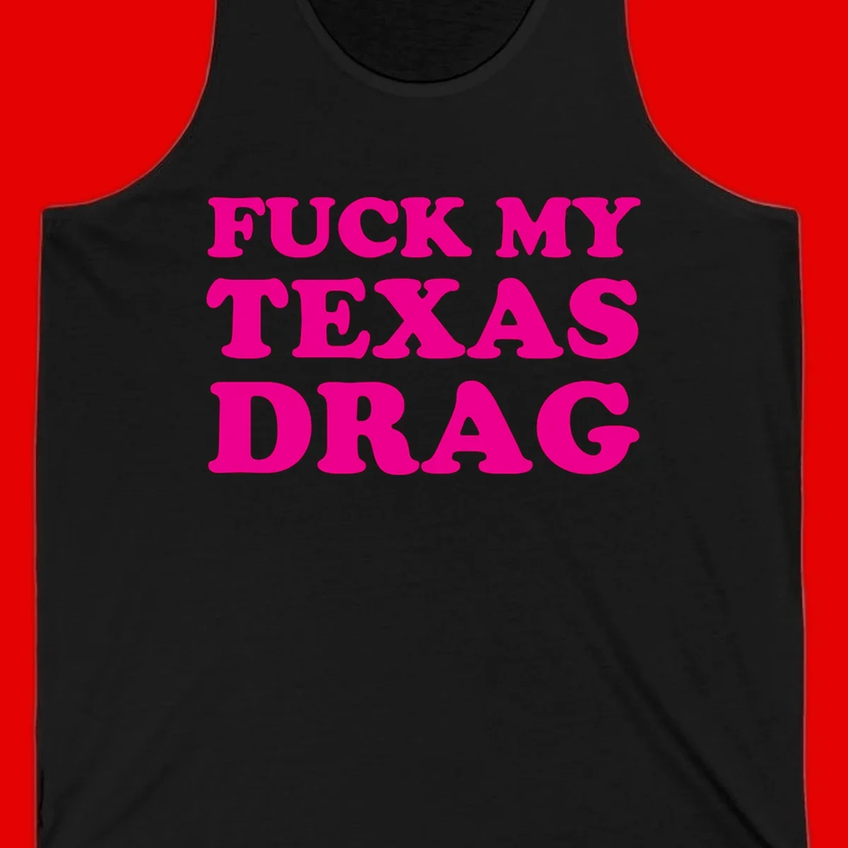 Bold magenta text reading 'Fuck My Texas Drag' in large chunky sans-serif letters on gray background