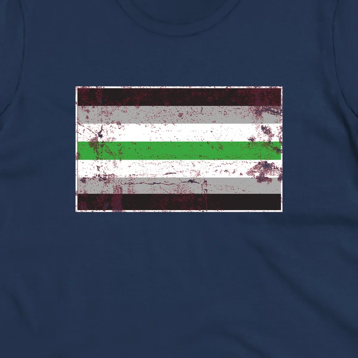 Demigender pride flag with black, gray, white, and green horizontal stripes in distressed grunge texture