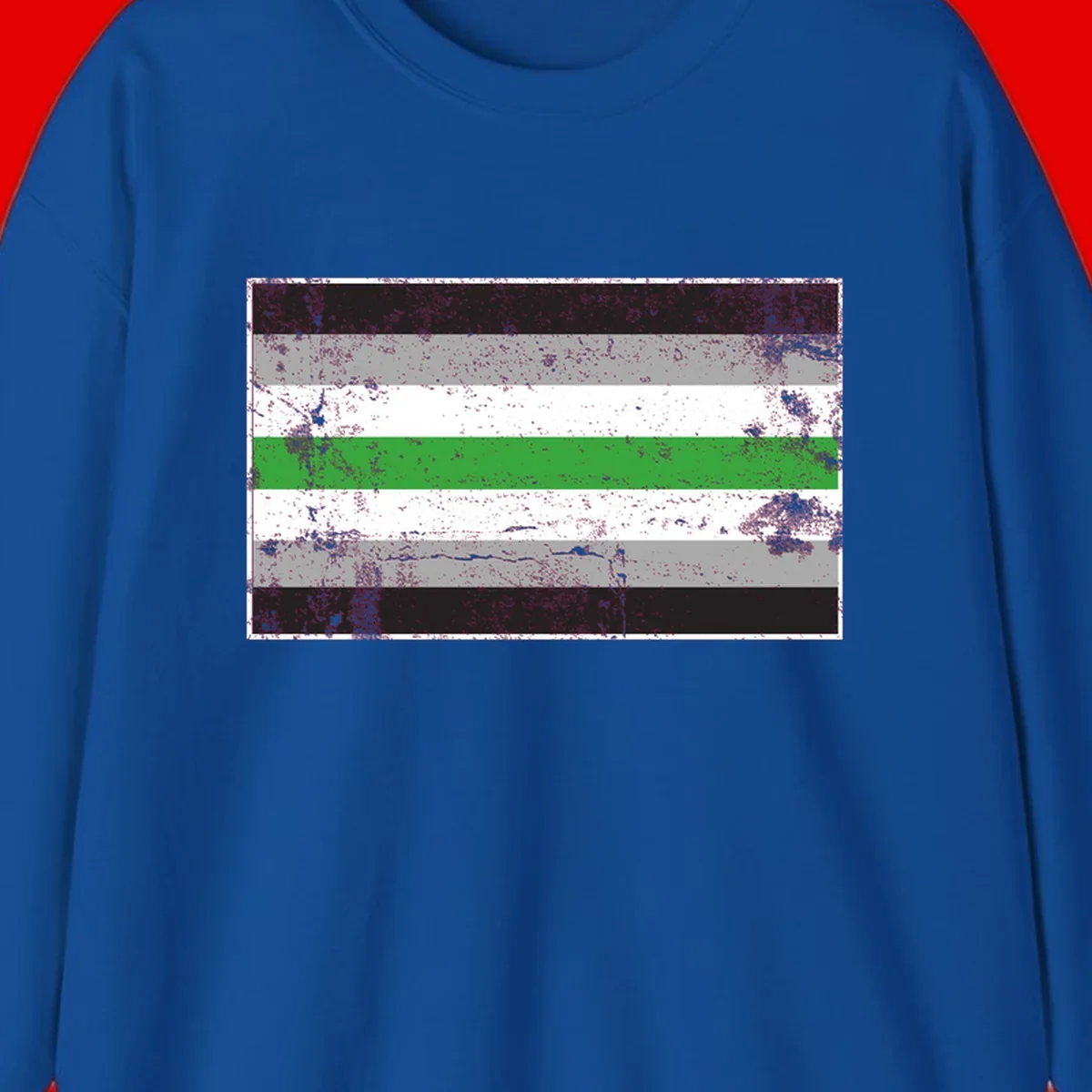 Demigender pride flag with black, gray, white, and green horizontal stripes in distressed grunge texture