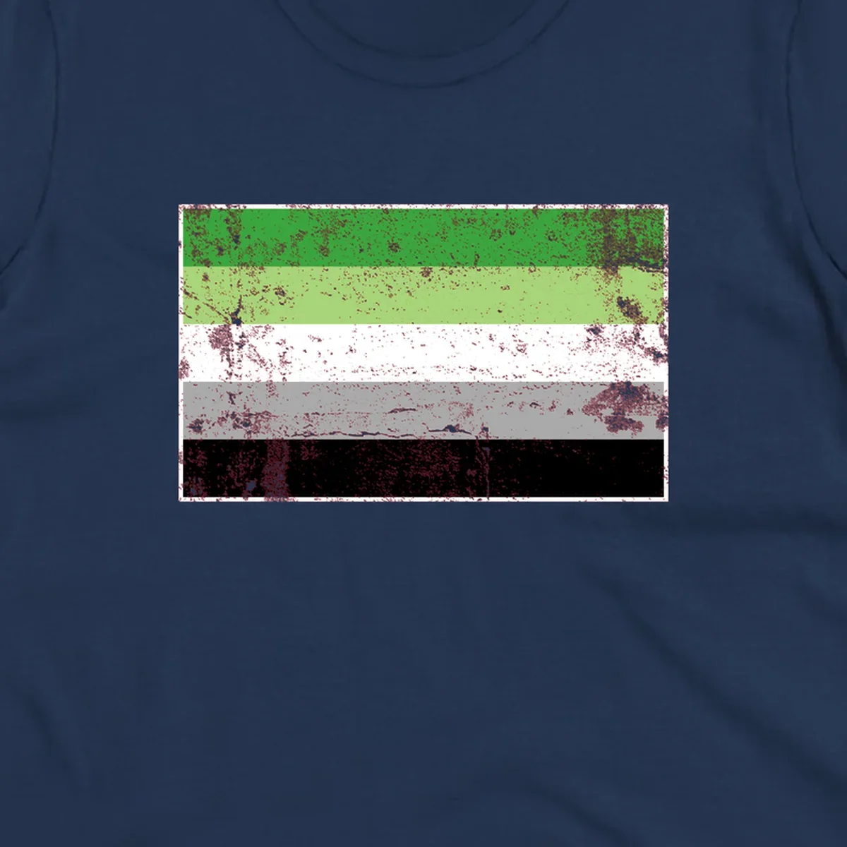 Demigender pride flag with five horizontal stripes in green, white, gray, and black with distressed grunge texture