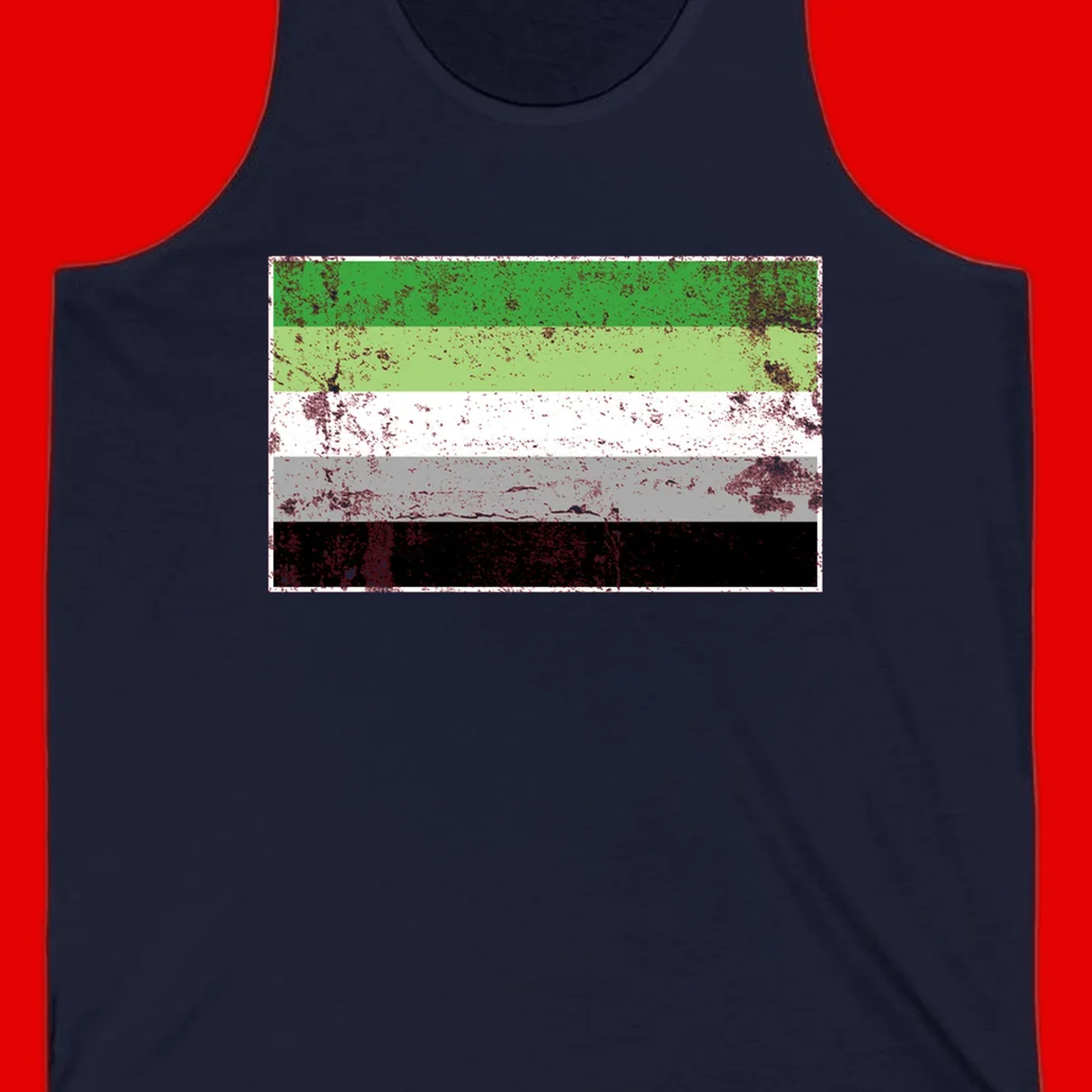 Demigender pride flag with five horizontal stripes in green, white, gray, and black with distressed grunge texture