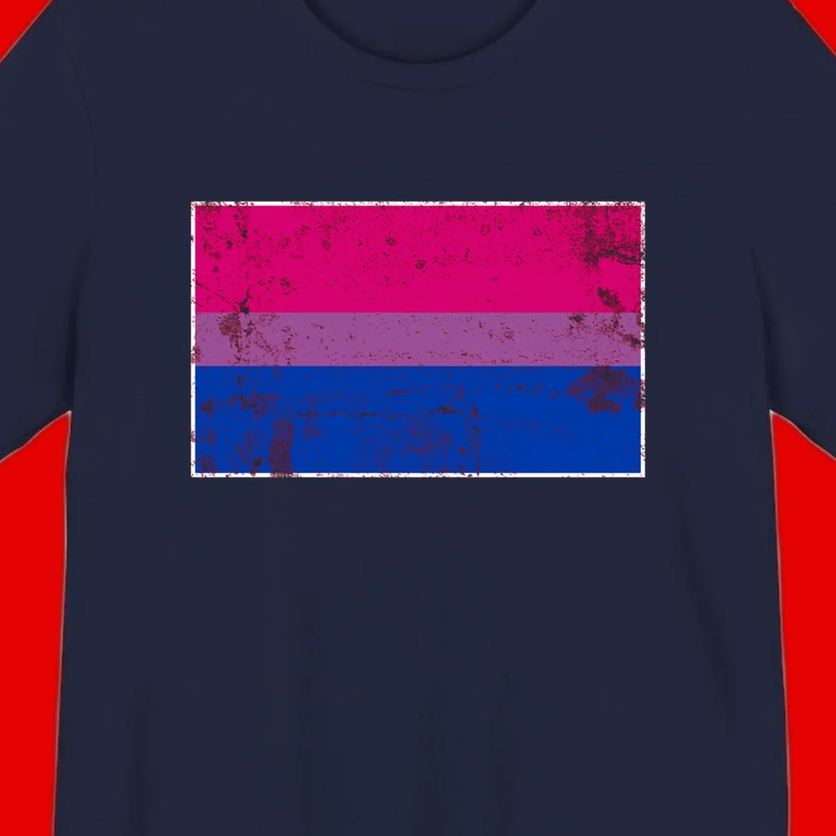 Distressed bisexual pride flag with magenta, purple, and blue horizontal stripes featuring weathered grunge texture overlay