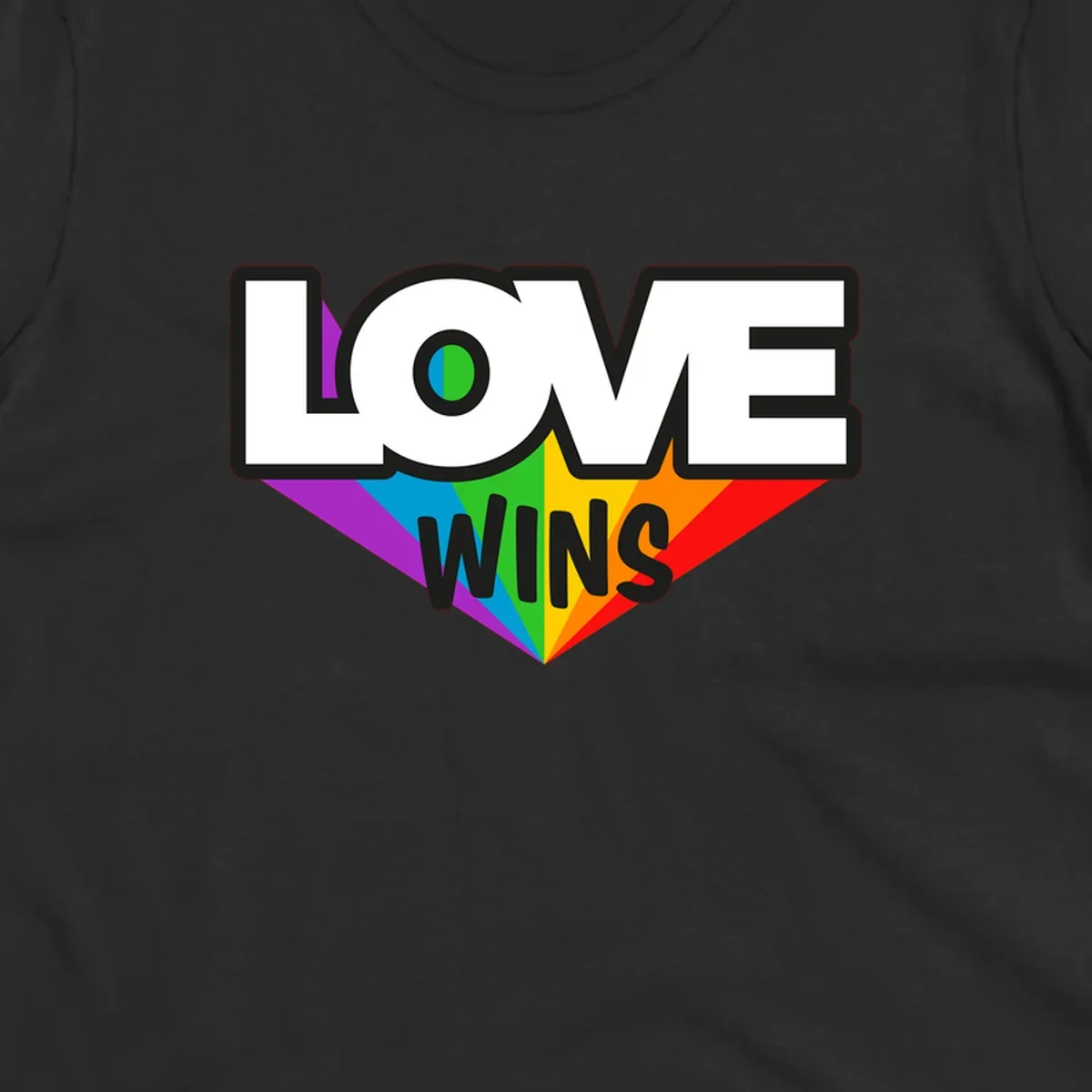 Love wins pride design with rainbow wings and gradient eye symbol in vibrant purple, blue, green, yellow, orange and red colors