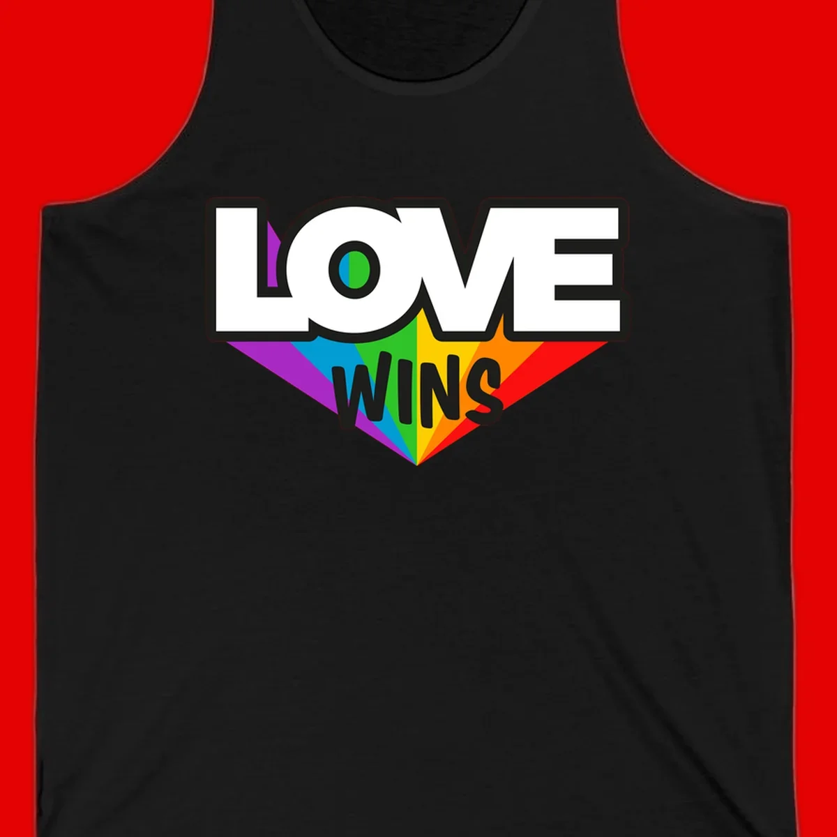 Love wins pride design with rainbow wings and gradient eye symbol in vibrant purple, blue, green, yellow, orange and red colors