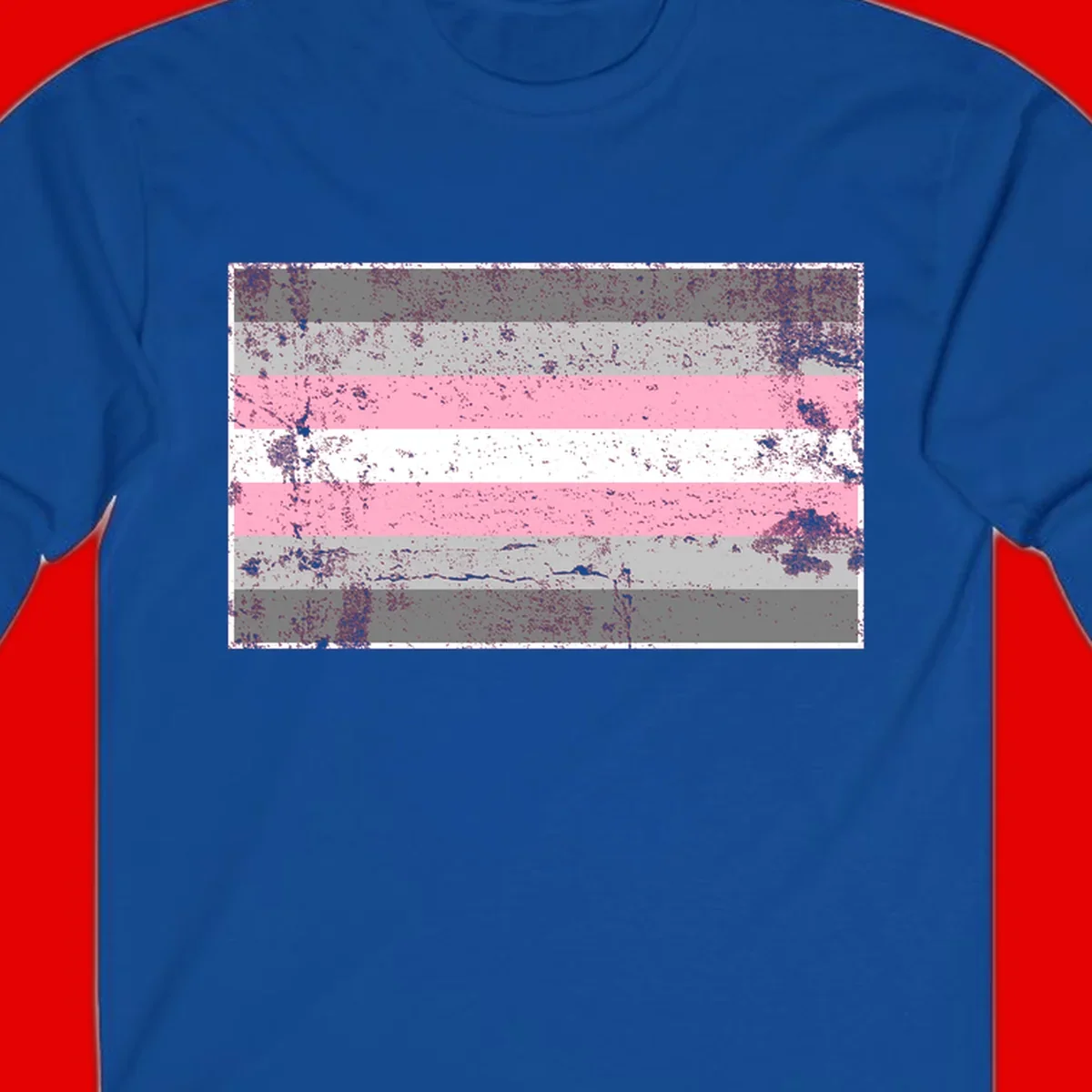 Distressed pride flag stripes design featuring pink, white, and gray horizontal bands with grunge texture overlay