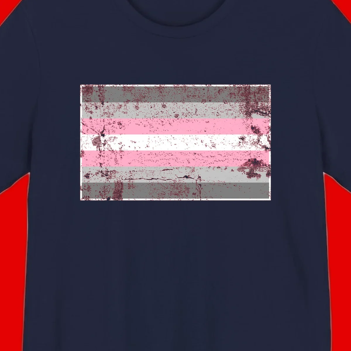 Distressed pride flag stripes design featuring pink, white, and gray horizontal bands with grunge texture overlay