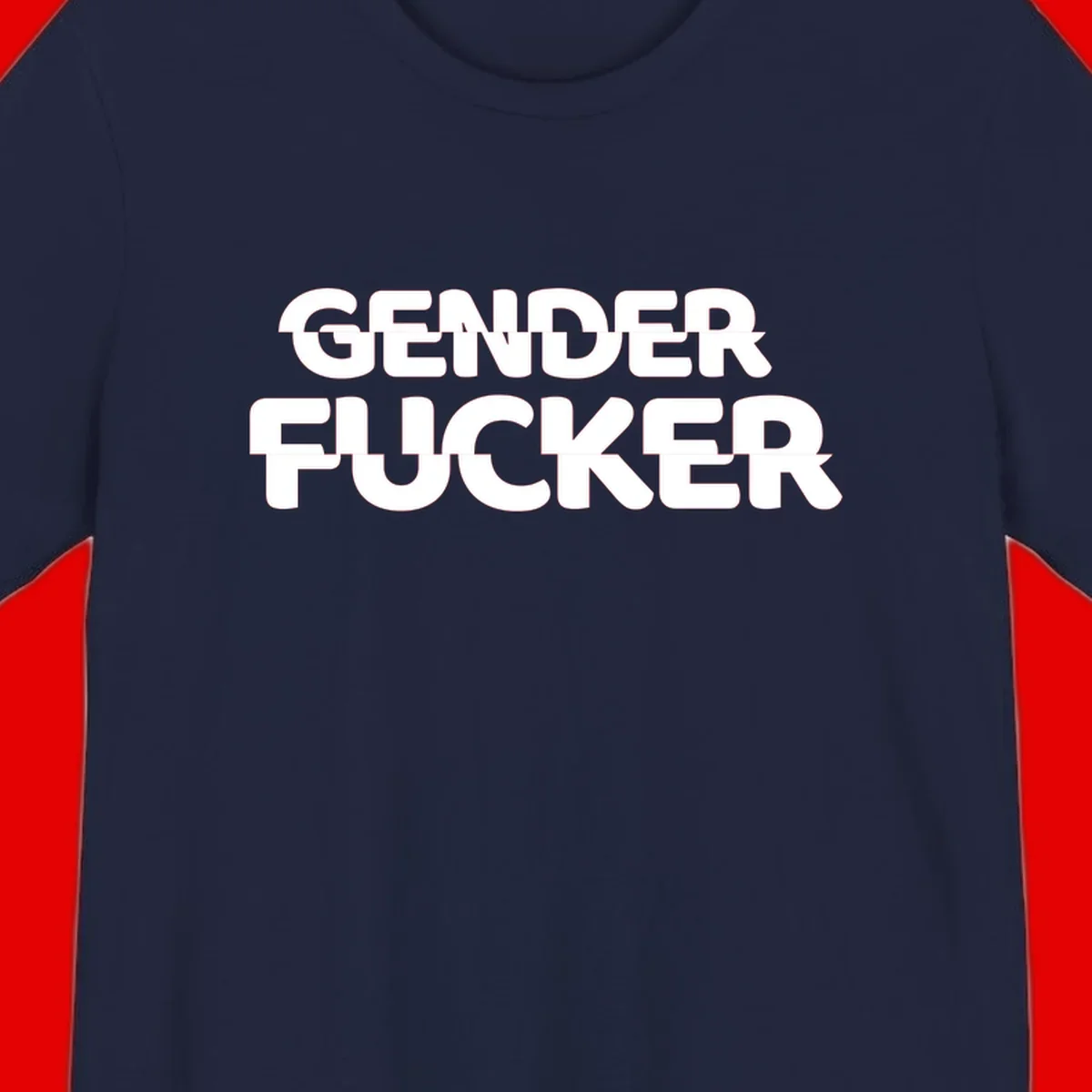 Bold white sans-serif text reading 'GENDER FUCKER' on gray background, gender-fucker-statement design