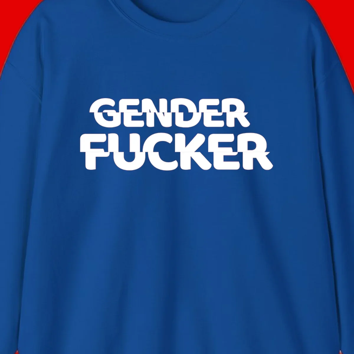 Bold white sans-serif text reading 'GENDER FUCKER' on gray background, gender-fucker-statement design
