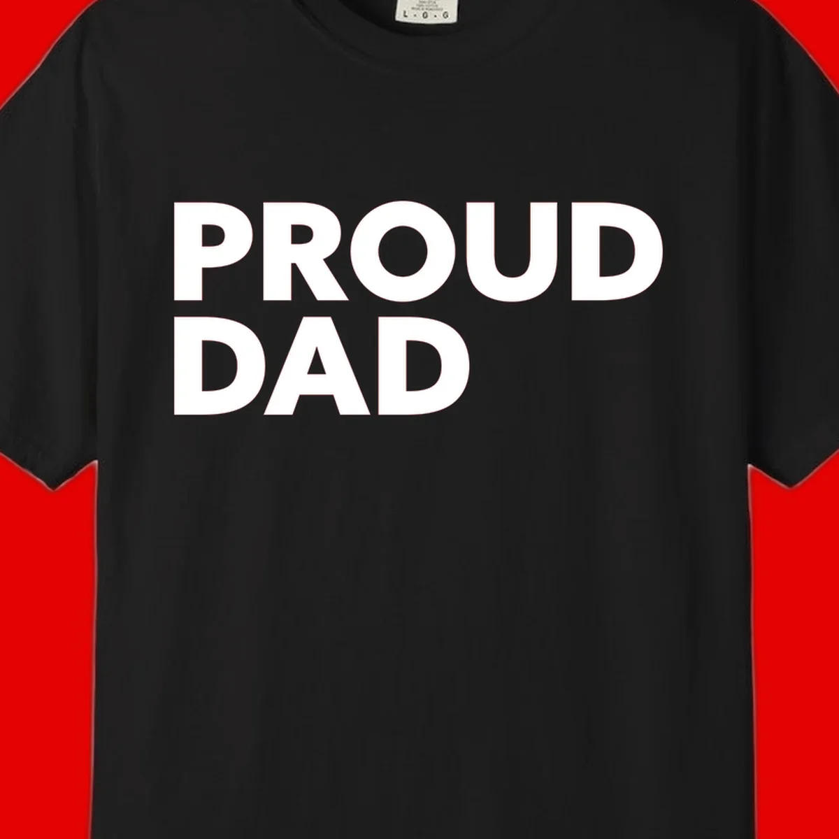 Bold white 'PROUD DAD' text on gray background - proud dad typography design