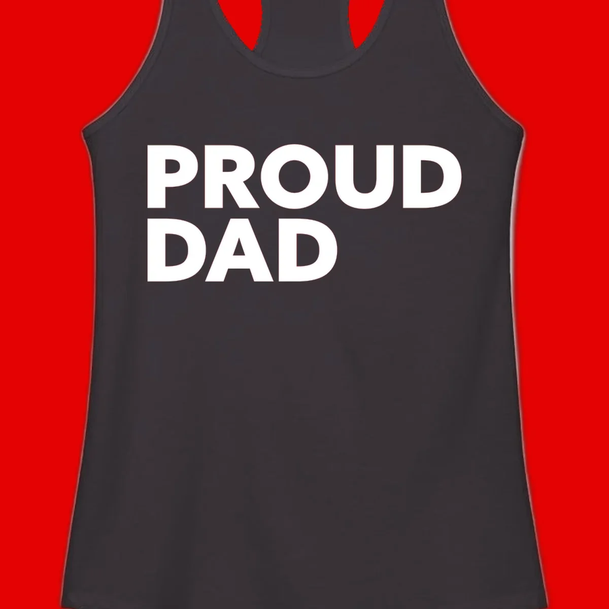 Bold white 'PROUD DAD' text on gray background - proud dad typography design