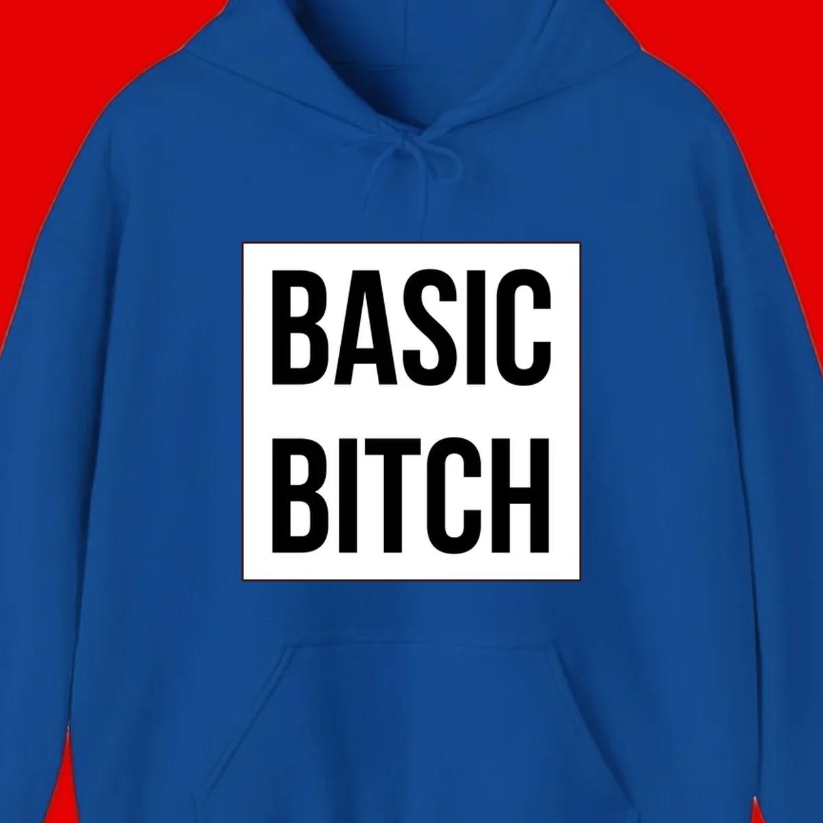 Black and white basic bitch attitude graphic with bold sans-serif text in rectangular border frame