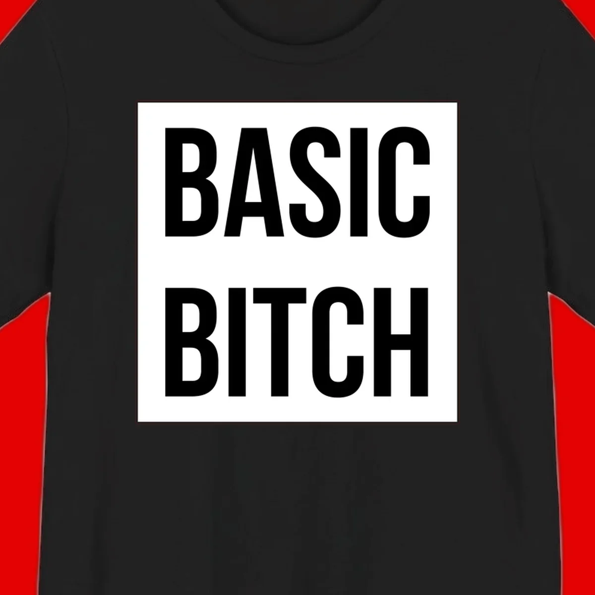 Black and white basic bitch attitude graphic with bold sans-serif text in rectangular border frame