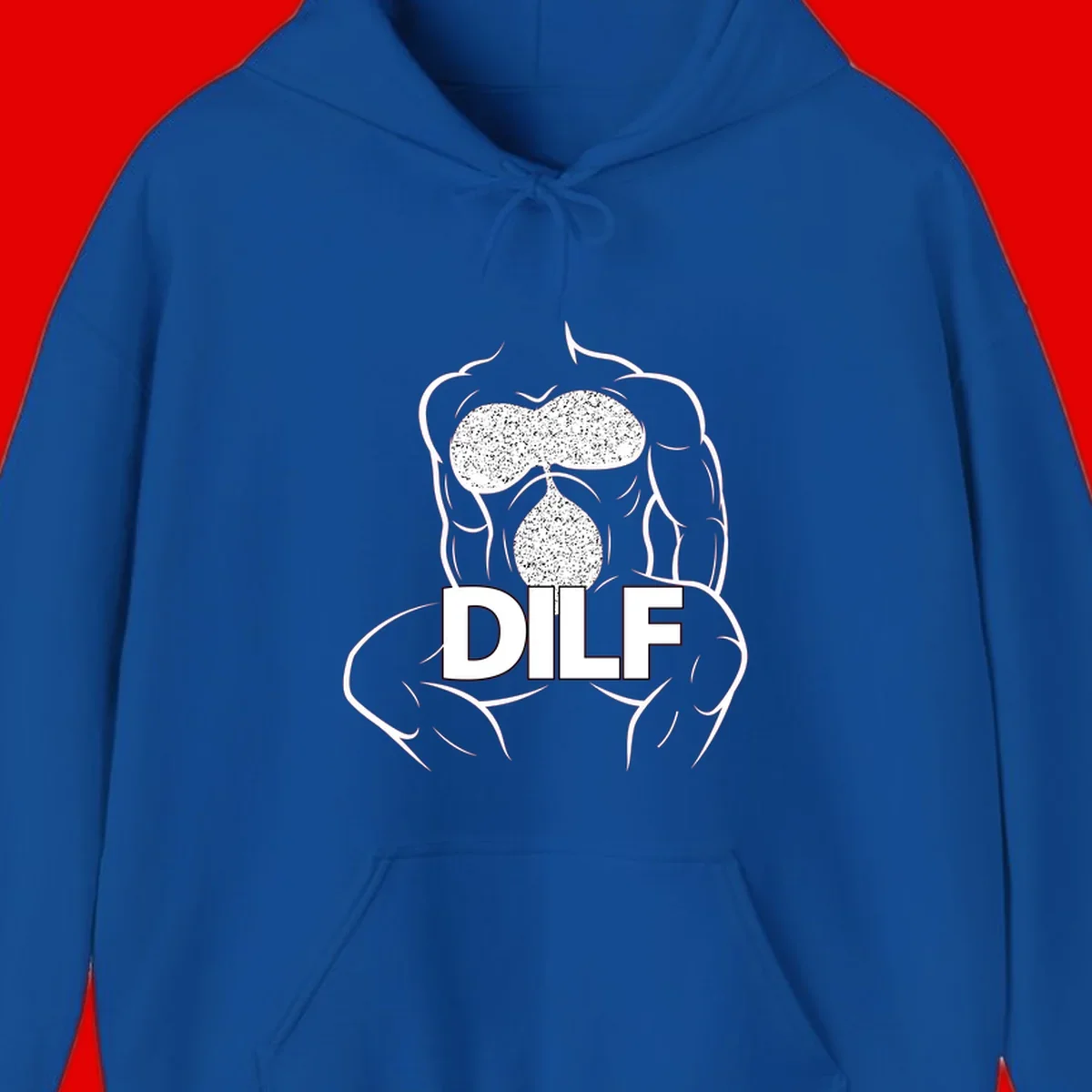 DILF anatomy humor design featuring muscular torso outline with speckled organ illustration and text