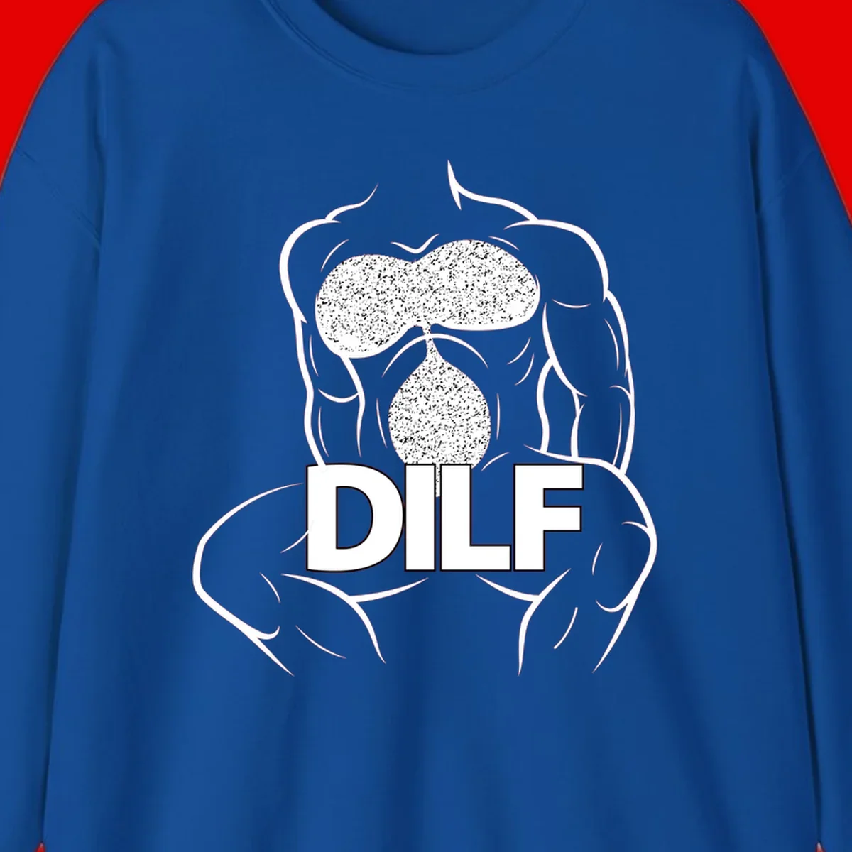 DILF anatomy humor design featuring muscular torso outline with speckled organ illustration and text