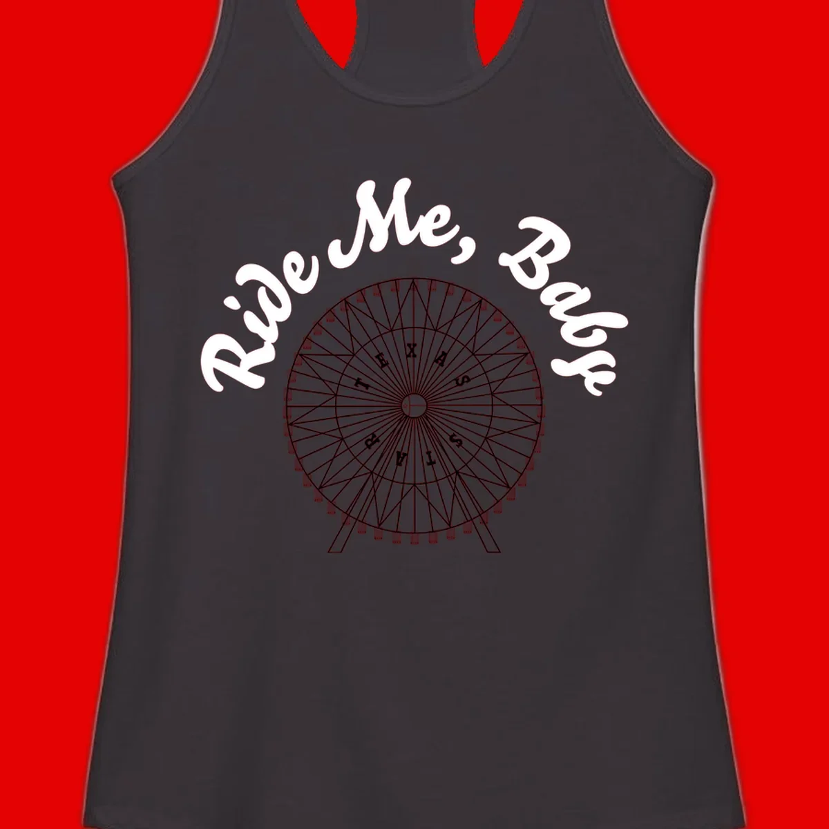 Detailed illustration of a ferris wheel with 'Rescue Me' text in white script above and below the mechanical structure on gray background
