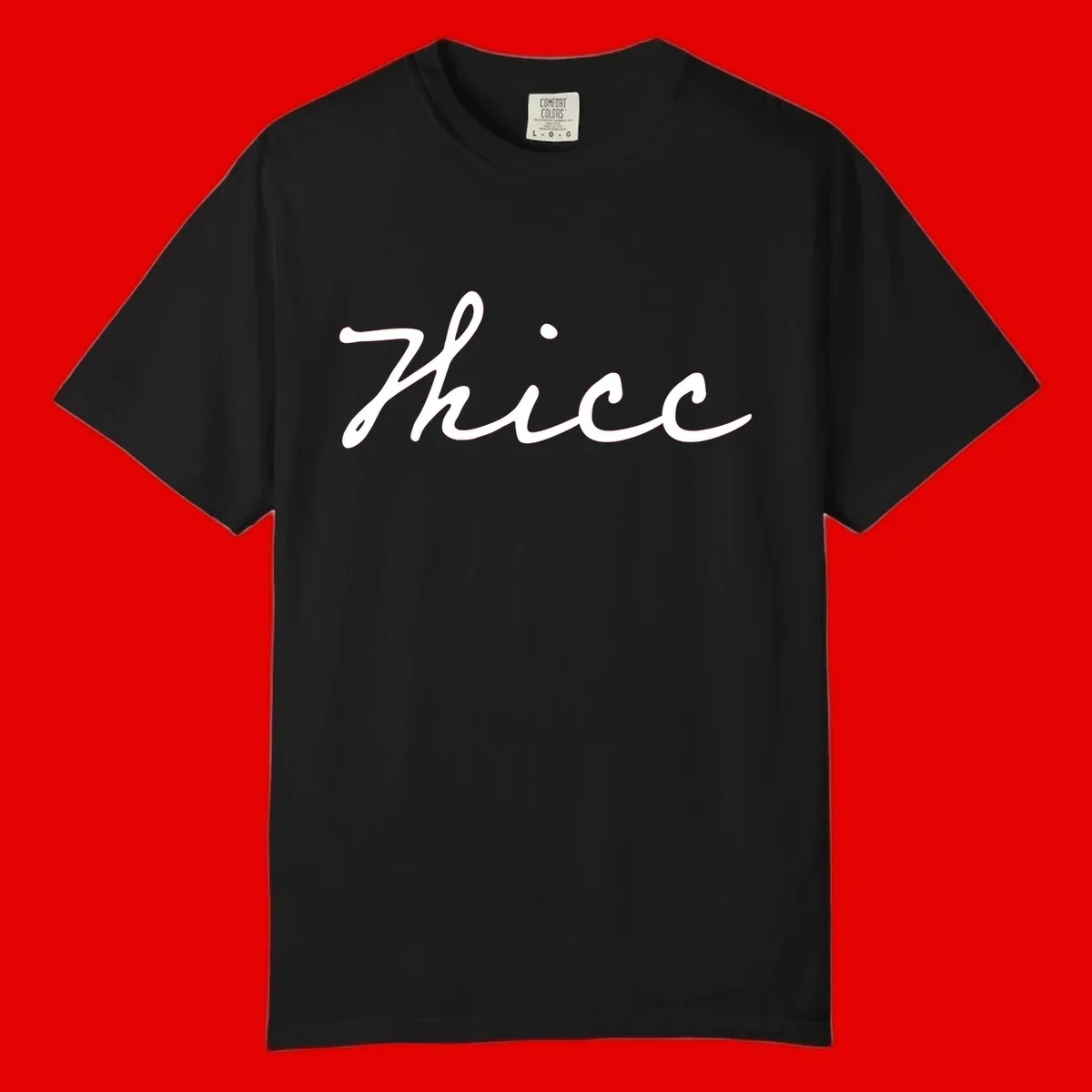 White cursive script spelling 'thee' with decorative dot on gray background