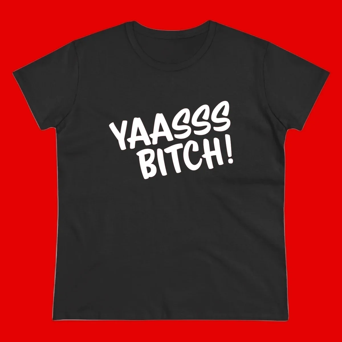 White bold text reading 'YA455 BITCH!' with exclamation mark on gray background, ya455 bitch attitude design