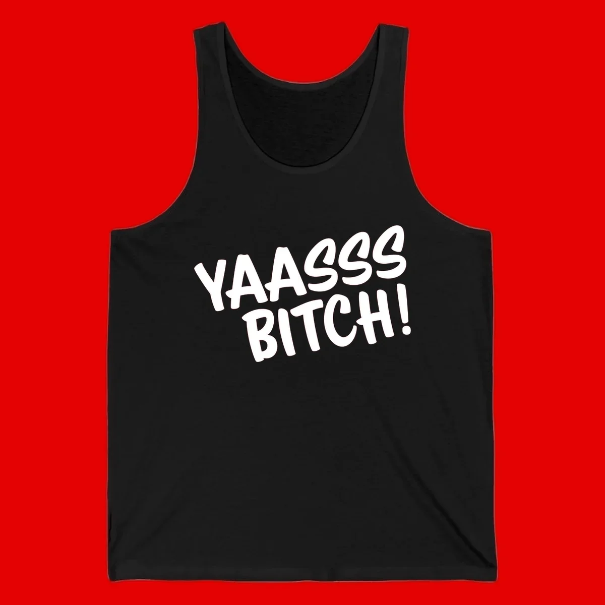 White bold text reading 'YA455 BITCH!' with exclamation mark on gray background, ya455 bitch attitude design