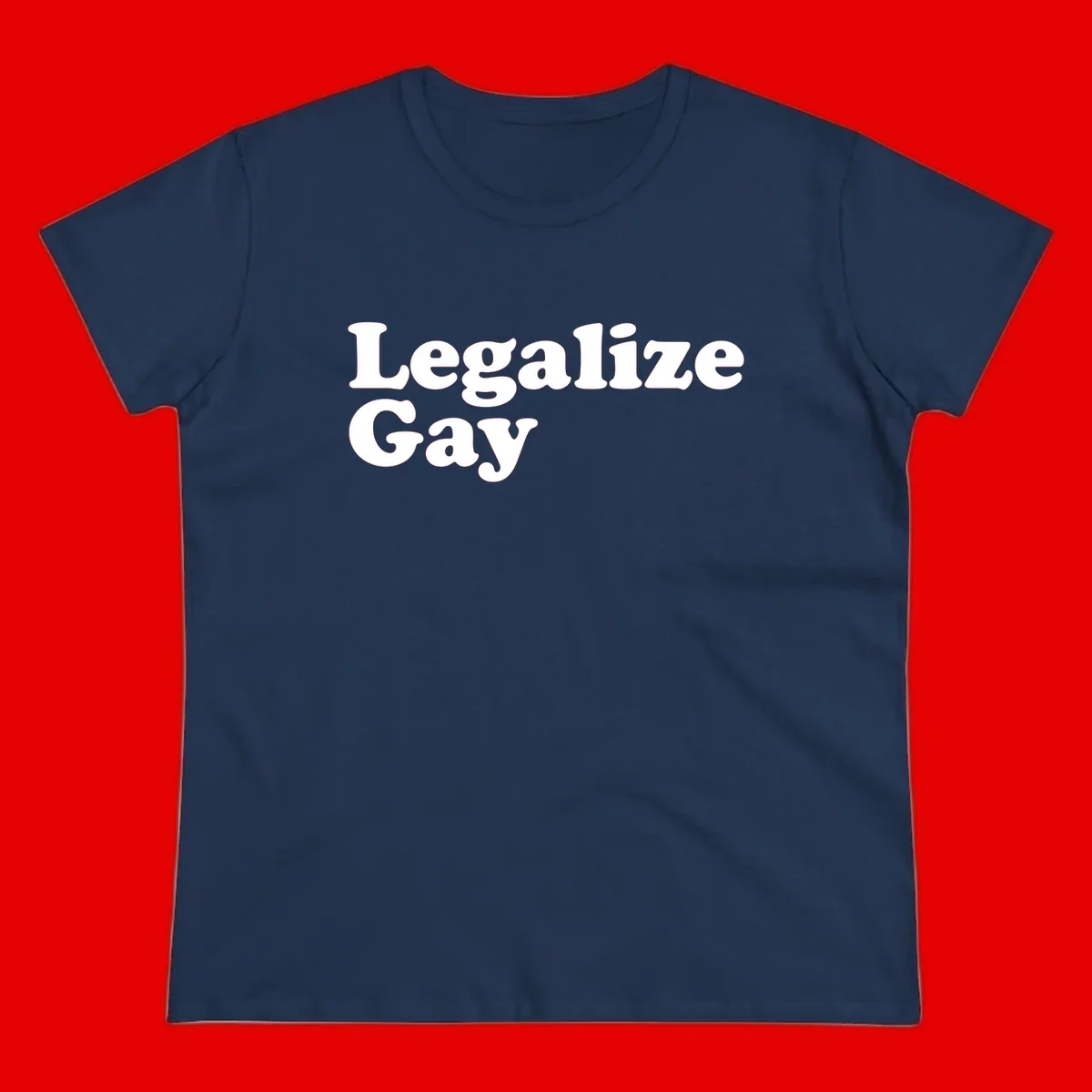 Bold white serif text reading 'Legalize Gay' on gray background - legalize-gay-pride statement design