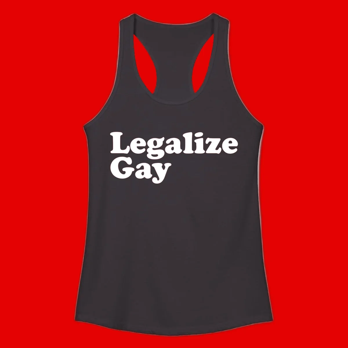 Bold white serif text reading 'Legalize Gay' on gray background - legalize-gay-pride statement design