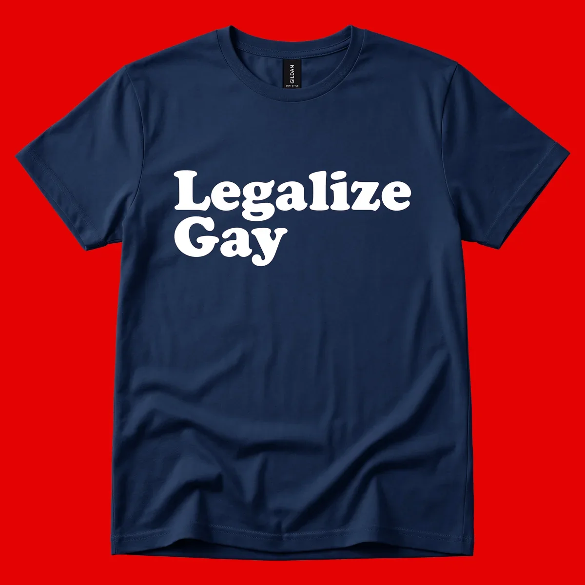 Bold white serif text reading 'Legalize Gay' on gray background - legalize-gay-pride statement design