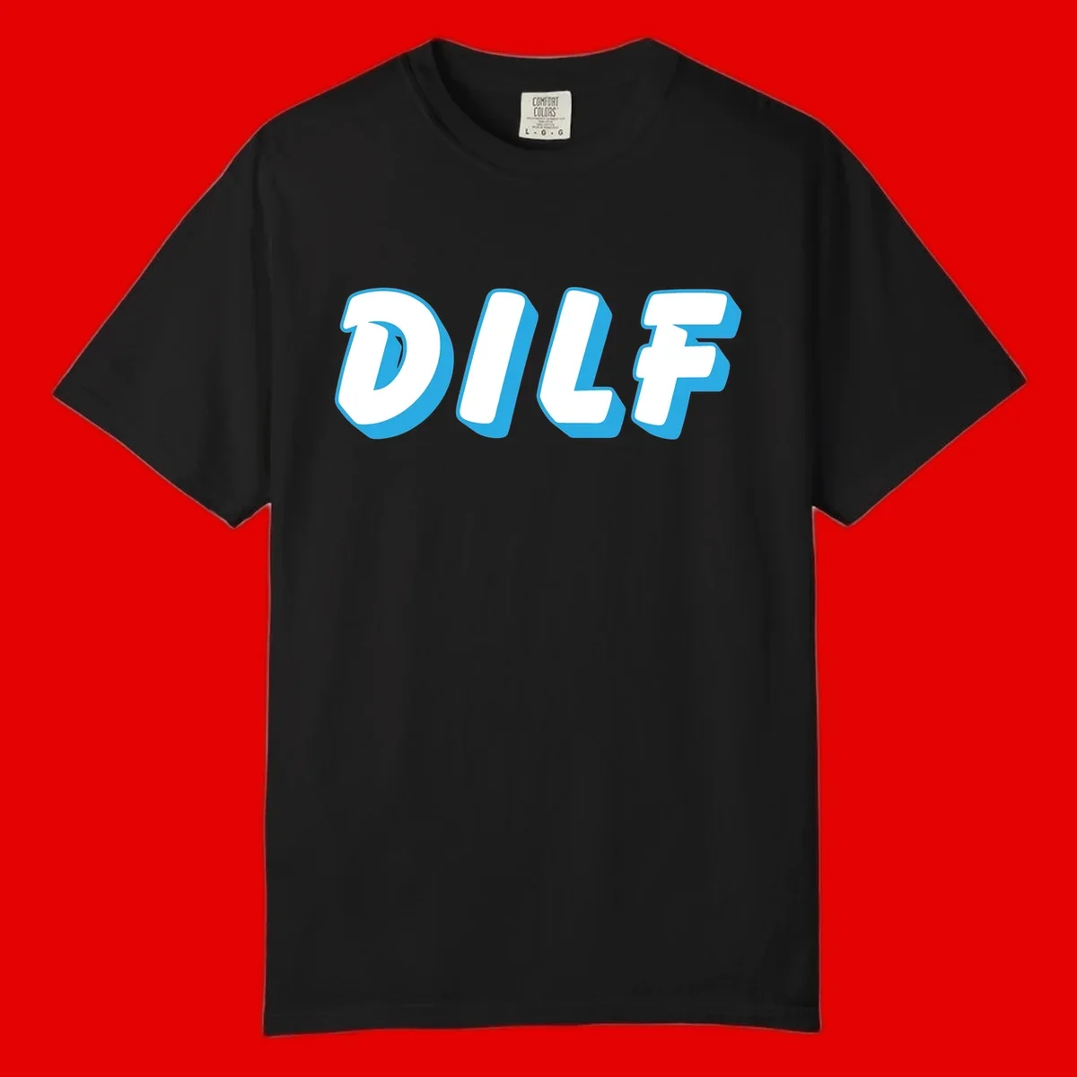 DLSF bold typography design with white letters and blue 3D shadow effect on gray background