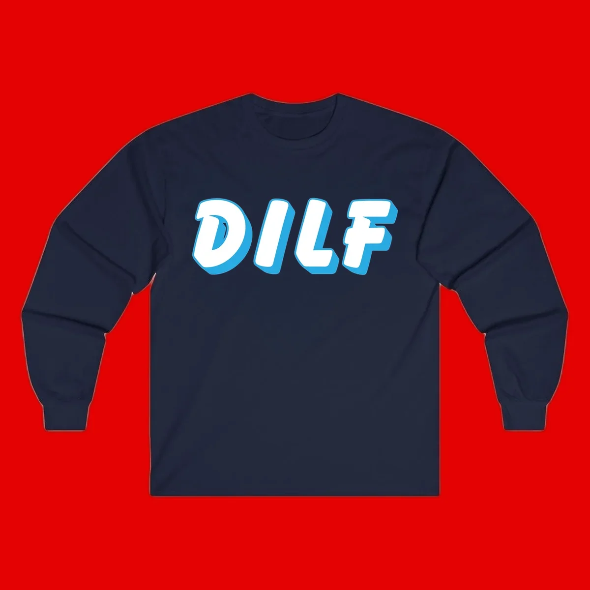 DLSF bold typography design with white letters and blue 3D shadow effect on gray background
