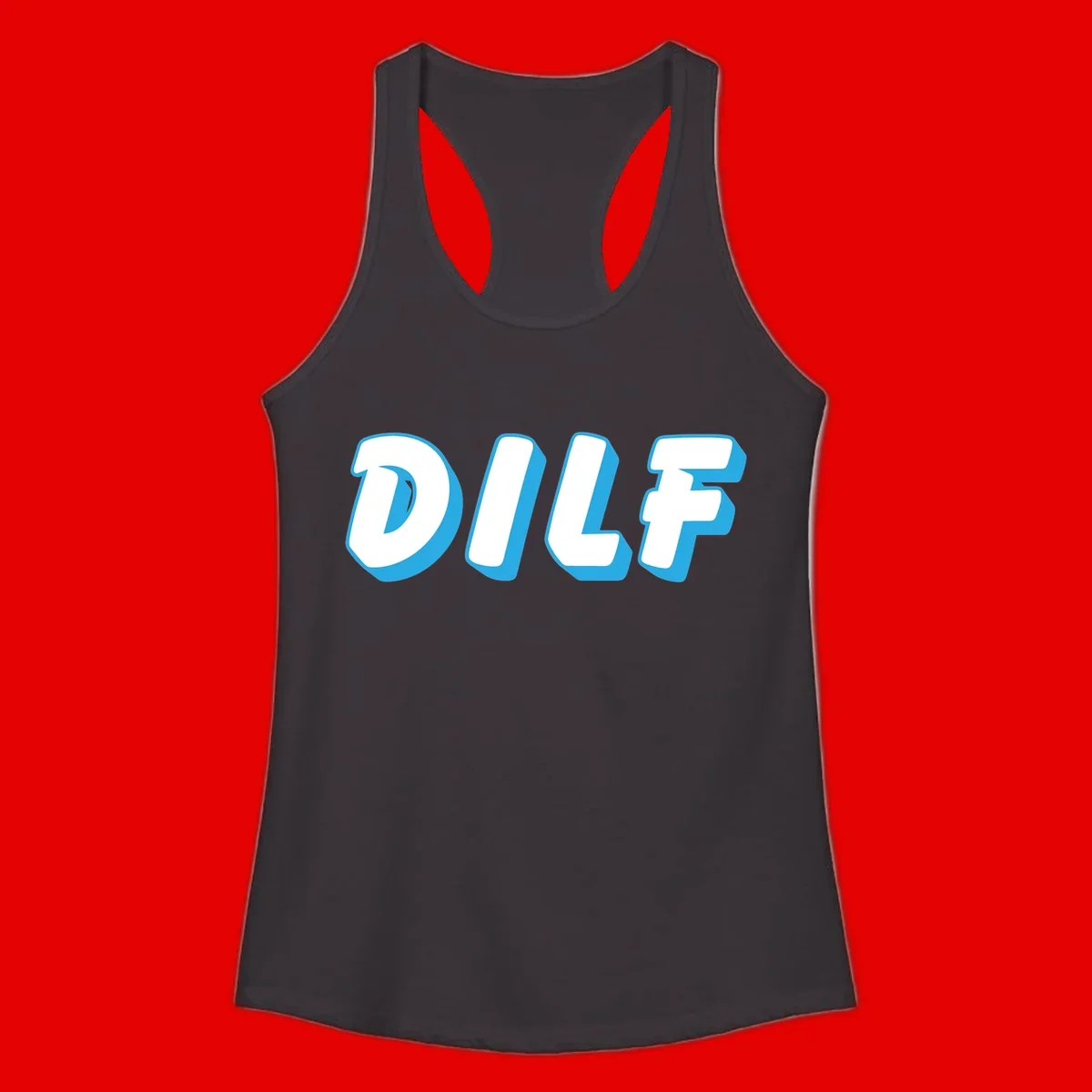 DLSF bold typography design with white letters and blue 3D shadow effect on gray background