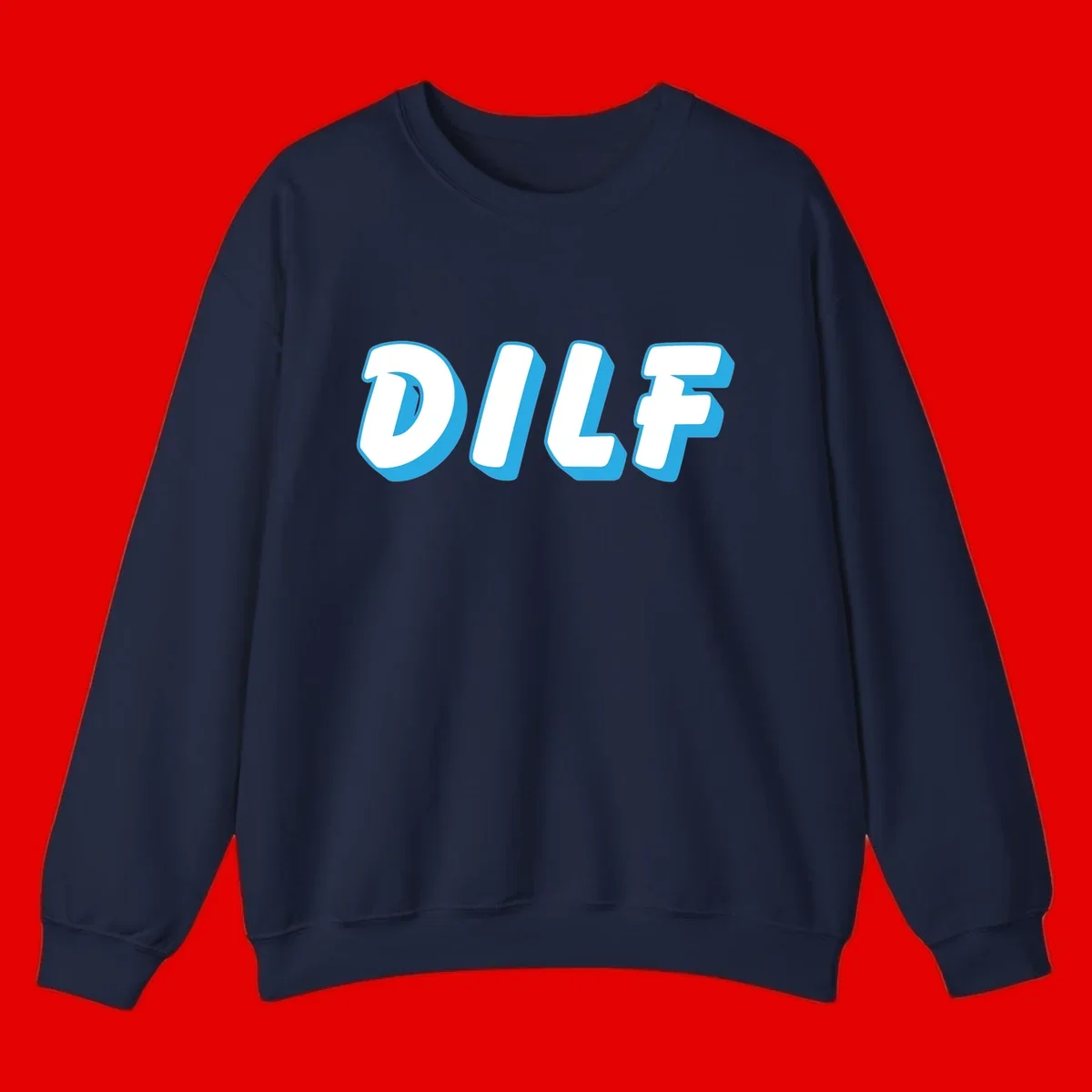 DLSF bold typography design with white letters and blue 3D shadow effect on gray background