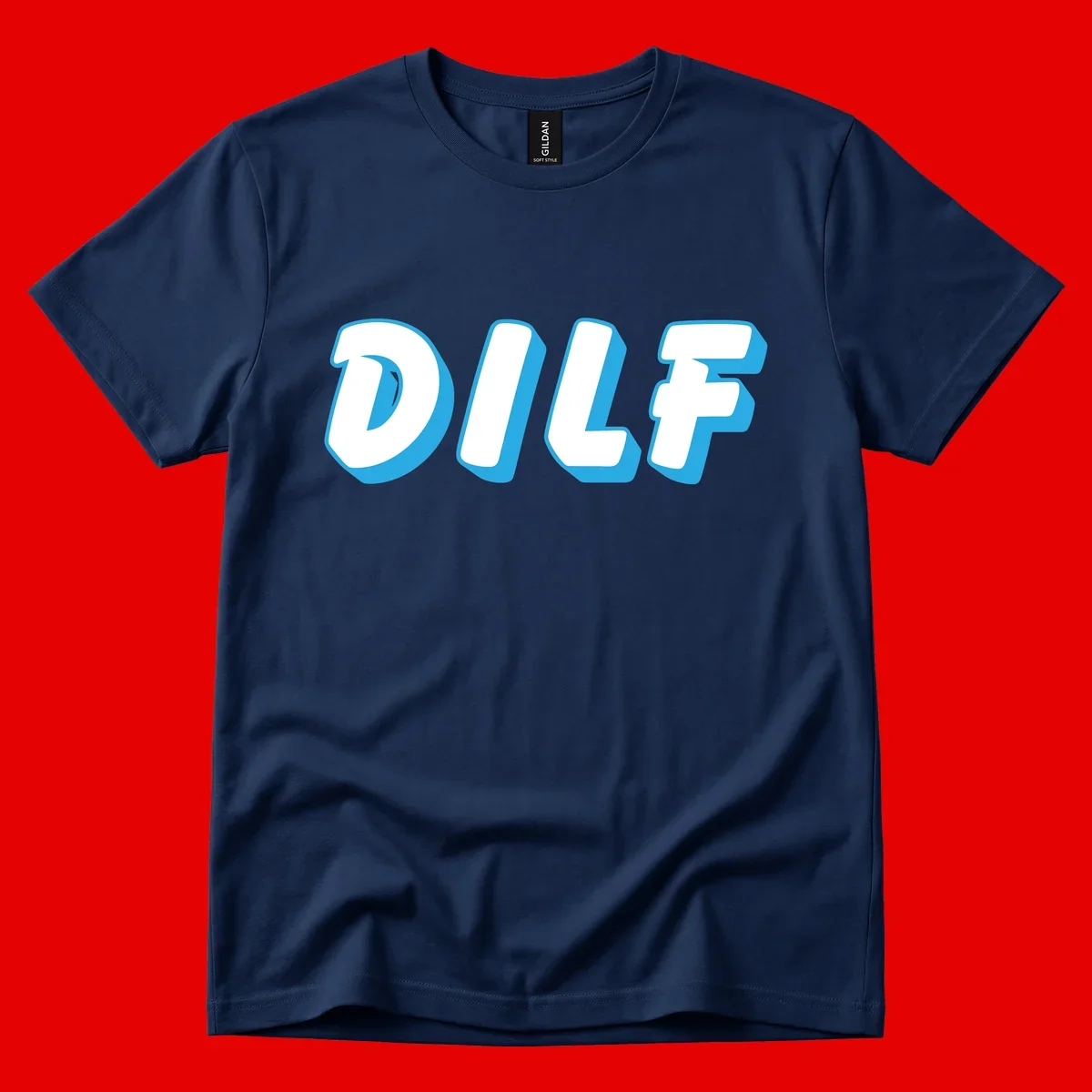 DLSF bold typography design with white letters and blue 3D shadow effect on gray background