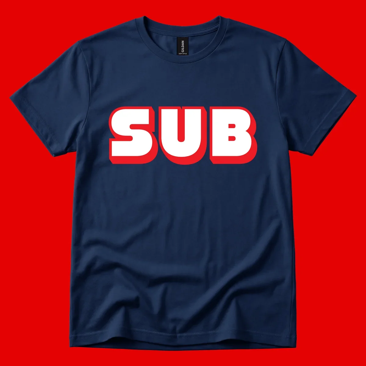 Bold red and white typography design reading 'SUB 3' with thick rounded letters