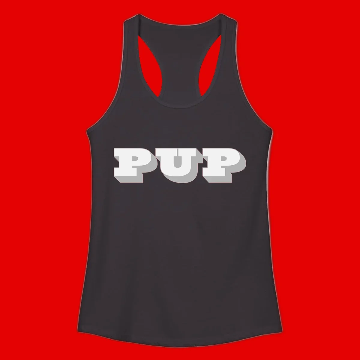 Bold 3D puff typography spelling 'PUFF' with dimensional shadow effect on gray background