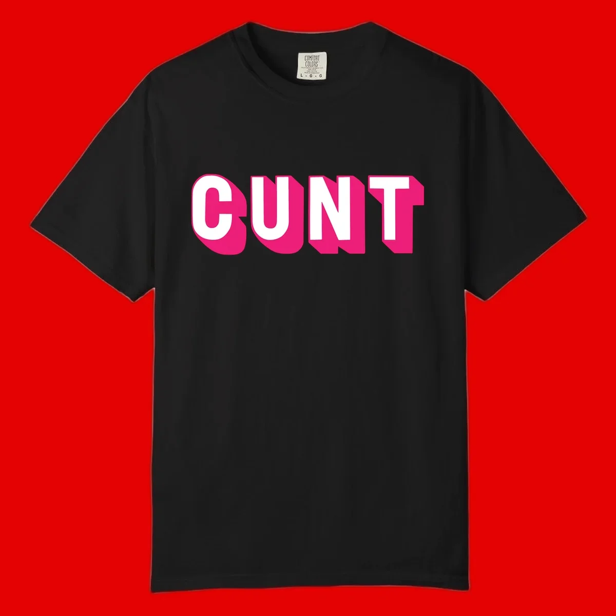 Bold white sans-serif text spelling 'SUNT' with magenta 3D beveled shadow effect on gray background