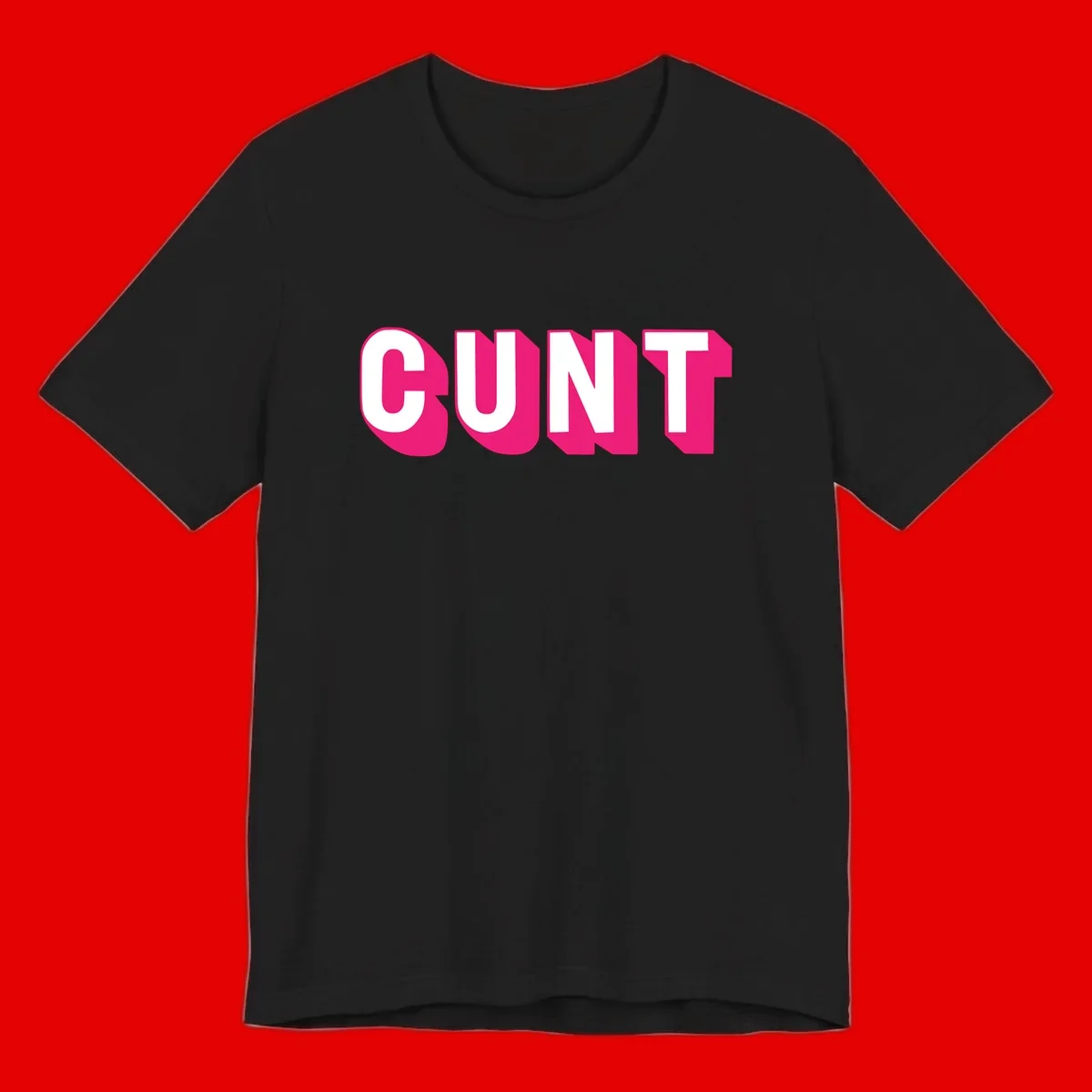 Bold white sans-serif text spelling 'SUNT' with magenta 3D beveled shadow effect on gray background