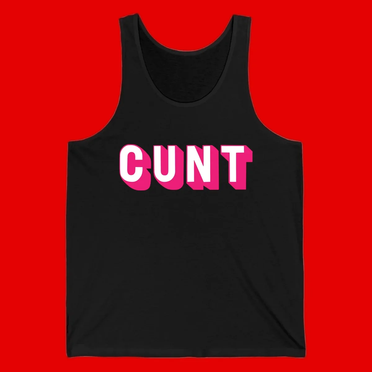 Bold white sans-serif text spelling 'SUNT' with magenta 3D beveled shadow effect on gray background