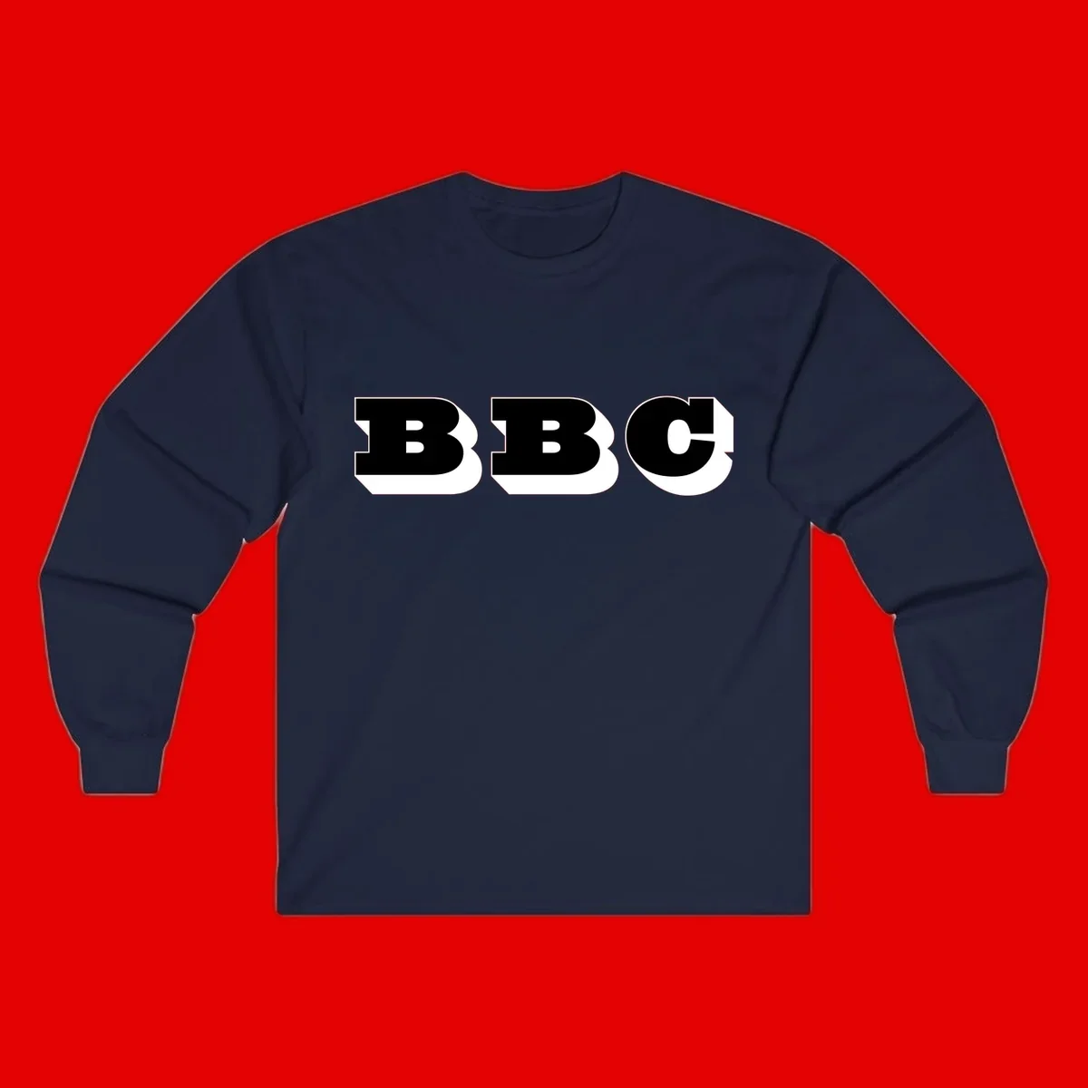 BBC bold typography design featuring three large geometric letters in black with white dimensional elements on gray background