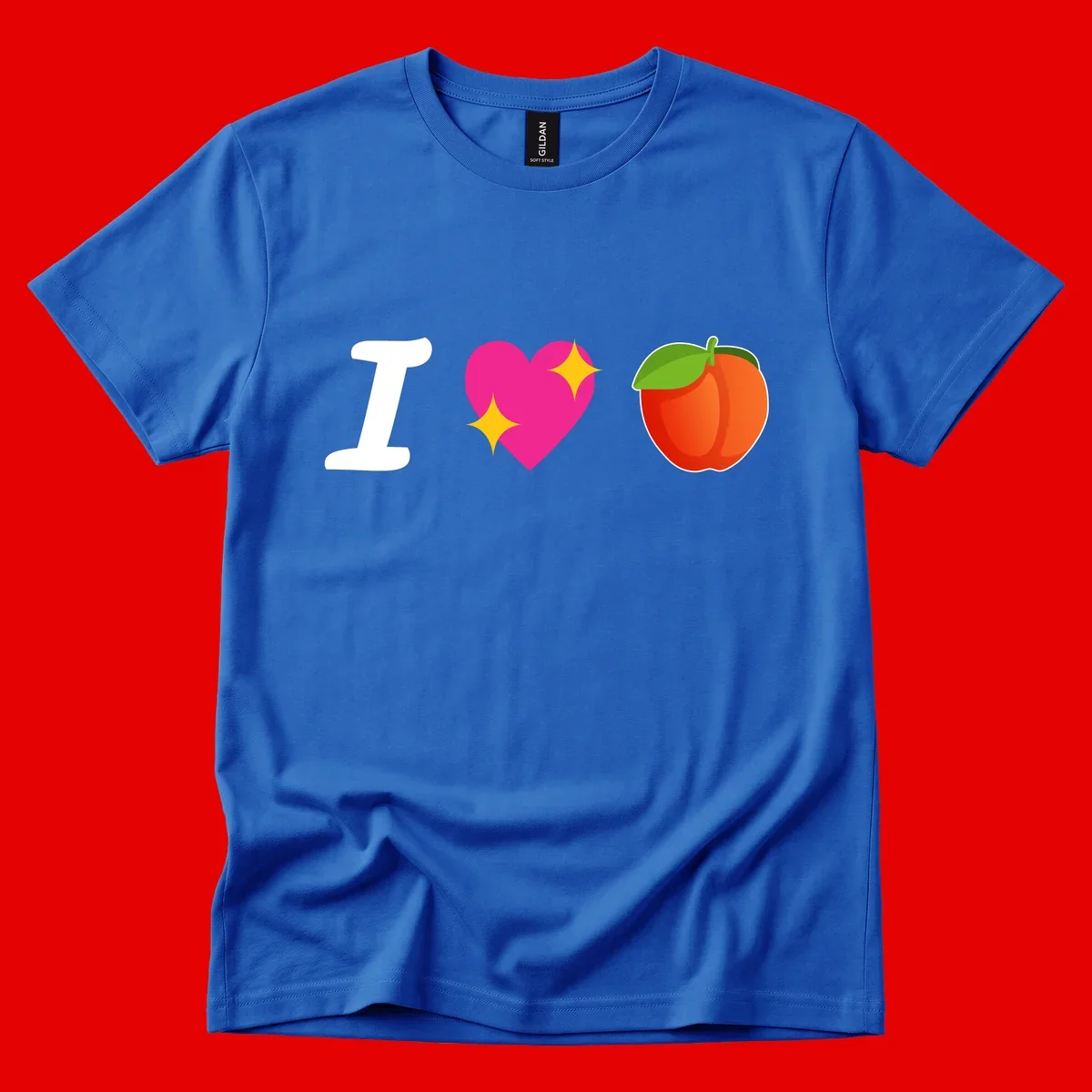 I love apples rebus design with large white I, magenta heart with yellow sparkles, and red apple with green leaf