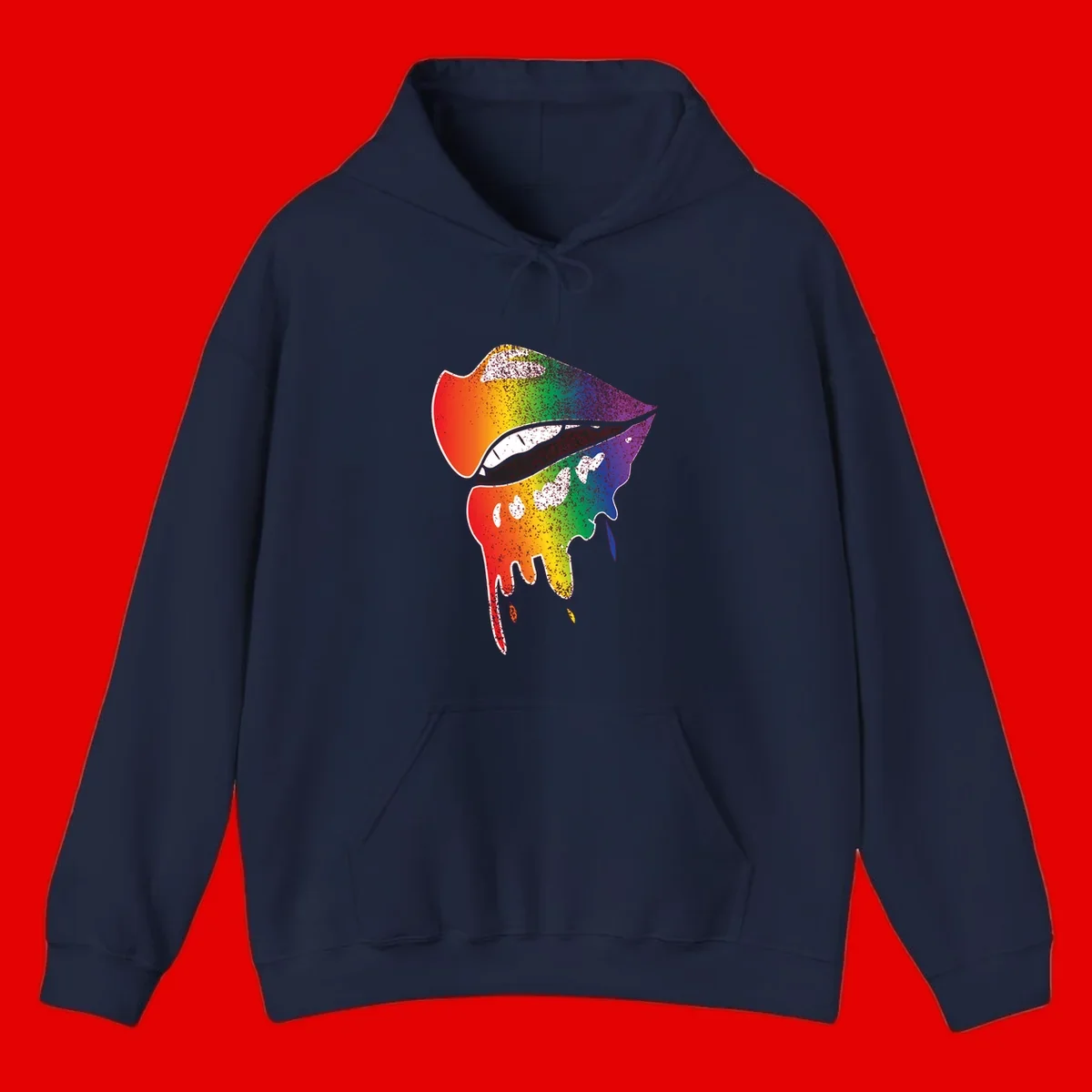 Rainbow-fish-pride-art illustration featuring a colorful fish head with open mouth in full spectrum gradient colors from red to purple with white details